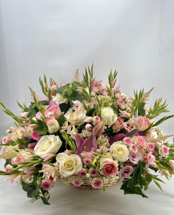 coussin rond fleurs pastel deuil hommage