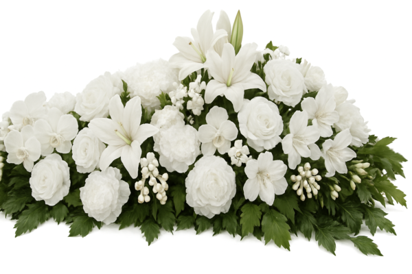 raquette de fleurs blanches deuil hommage